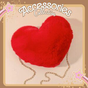 ✅ Heart-Shaped Fluffy Shoulder Bag With Chain Crossbody & Cute Zipper Purse!